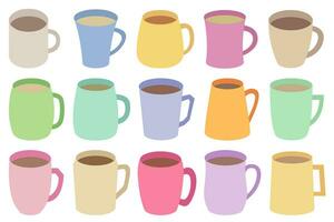 kleurrijk mok illustratie set. verzameling van vlak schattig, koffie, thee mokken. vector