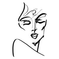 single contour lijn abstract vrouw portret karakter vector