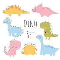 reeks van schattig dinosaurussen in Scandinavisch stijl. verzameling van baby tsio geïsoleerd Aan wit achtergrond. vector illustratie.