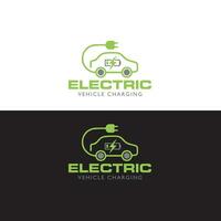 elektrische auto met stekkerpictogram symbool, ev auto, groene hybride voertuigen oplaadpunt logo, milieuvriendelijk voertuigconcept, vectorillustratie vector