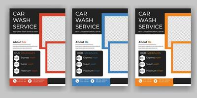 creatief auto wassen folder set, abstract ontwerp carwash folder bundel, auto detaillering, auto detaillering folder, auto wassen poster Sjablonen vector