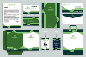 zakelijke groen kleur schrijfbehoeften ontwerp vector