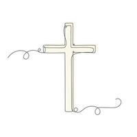 een lijnen doorlopend religie christen kruis vector illustratie.