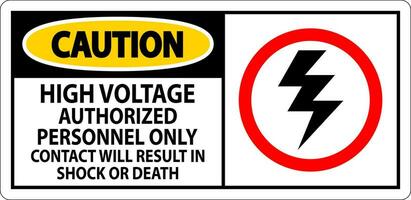 voorzichtigheid teken hoog Spanning, geautoriseerd personeel enkel en alleen, contact zullen resultaat in schok of dood vector