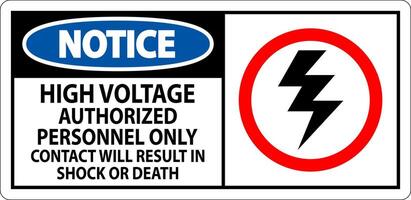 merk op teken hoog Spanning, geautoriseerd personeel enkel en alleen, contact zullen resultaat in schok of dood vector