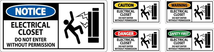 waarschuwing teken elektrisch kast - Doen niet invoeren zonder toestemming vector