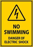elektrisch risico teken Nee zwemmen - Gevaar van elektrisch schok vector
