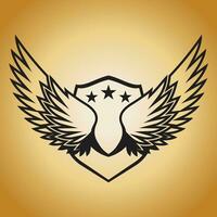 vogel vleugel schild logo vector