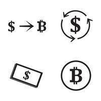 dollar en bitcoin icoon vector