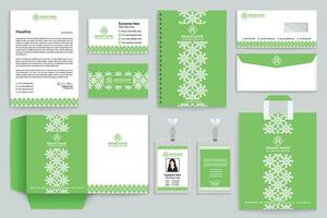 zakelijke groen kleur schrijfbehoeften ontwerp vector