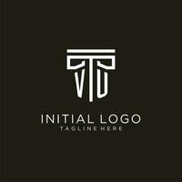 vu eerste logo met meetkundig pijler stijl ontwerp vector