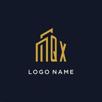 qx eerste monogram met gebouw logo ontwerp vector