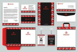 zakelijke rood en zwart kleur schrijfbehoeften ontwerp vector