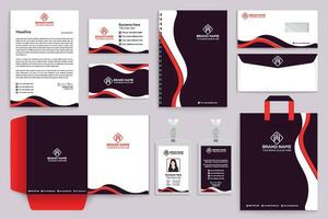 zakelijke rood en zwart kleur schrijfbehoeften ontwerp vector