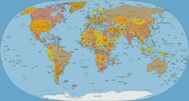 politiek wereld kaart natuurlijk aarde 2 projectie vector