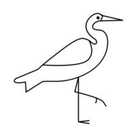 doorlopend een lijn tekening van reiger vogel vector illustratie