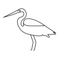 doorlopend een lijn tekening van reiger vogel vector illustratie