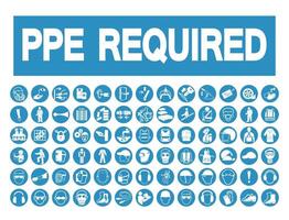vereiste persoonlijke beschermingsmiddelen pbm-symbool, veiligheidspictogram vector
