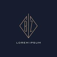 monogram bz logo met diamant ruit stijl, luxe modern logo ontwerp vector