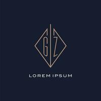 monogram gz logo met diamant ruit stijl, luxe modern logo ontwerp vector