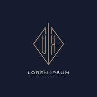 monogram ux logo met diamant ruit stijl, luxe modern logo ontwerp vector