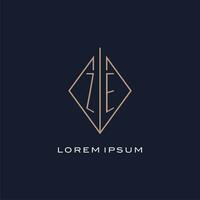 monogram ze logo met diamant ruit stijl, luxe modern logo ontwerp vector