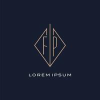 monogram fp logo met diamant ruit stijl, luxe modern logo ontwerp vector