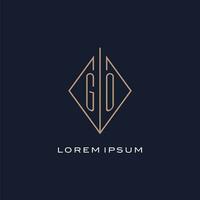 monogram Gaan logo met diamant ruit stijl, luxe modern logo ontwerp vector