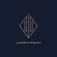 monogram gu logo met diamant ruit stijl, luxe modern logo ontwerp vector