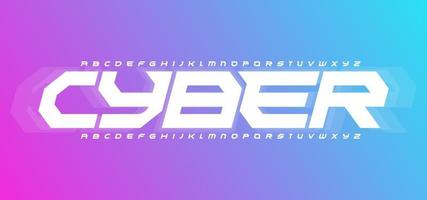 cyberfuturisme alfabet. cyberspace-stijl, geometrisch lettertype, modulair type voor modern futuristisch cybersportlogo, gamingkop en belettering. vet cursieve letters, vector typografisch ontwerp.