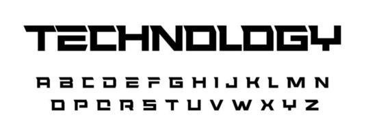 geometrisch eenvoudig lettertype, dikke rechte vierkante letters, trendy lettertype met sporen. vector lettertype ingesteld voor technologie, sport, architectuur thema's. vector typografie