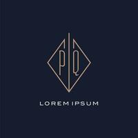 monogram pq logo met diamant ruit stijl, luxe modern logo ontwerp vector