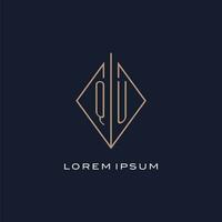 monogram qu logo met diamant ruit stijl, luxe modern logo ontwerp vector