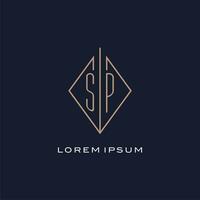 monogram sp logo met diamant ruit stijl, luxe modern logo ontwerp vector