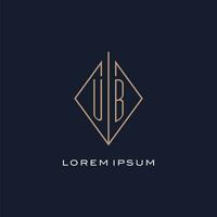 monogram ub logo met diamant ruit stijl, luxe modern logo ontwerp vector