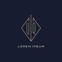 monogram uq logo met diamant ruit stijl, luxe modern logo ontwerp vector