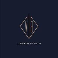 monogram vb logo met diamant ruit stijl, luxe modern logo ontwerp vector