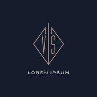 monogram vs logo met diamant ruit stijl, luxe modern logo ontwerp vector