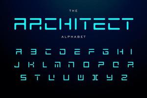 geometrische letters architect lettertype bijgesneden minimalistische stijl lettertype. vierkant geometrisch abc, architectuurmonogram en postersjabloon. typografie ontwerp. vector
