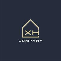 eerste brief xh echt landgoed logo met gemakkelijk dak stijl ontwerp ideeën vector