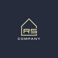 eerste brief rs echt landgoed logo met gemakkelijk dak stijl ontwerp ideeën vector