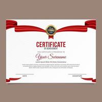 certificaatsjabloon met luxe patroon en gouden badge vector