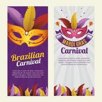 carnaval mardi gras achtergrond uitnodigingsfolders met masker vector