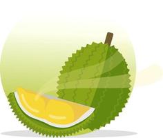 platte durian en gesneden stuk vector met stinky.king of fruit.fresh tropische fruit.asian durain