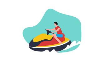 mensen jong rijden een Jet ski vector illustratie