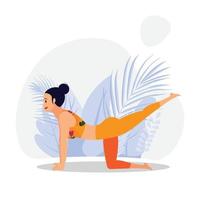 jong meisje dat vogelhond yoga asana beoefent vector