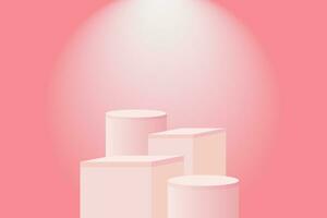 licht roze poduim achtergrond, stadium vitrine, Product Scherm voor mockup producten Scherm. vector illustratie