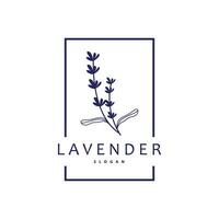 lavendel logo, gemakkelijk elegant Purper bloem fabriek vector, groet kaart bloem ornament ontwerp symbool illustratie vector