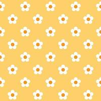 naadloos bloemen patroon. wit bloem Aan een geel achtergrond. tekenfilm illustratie vector