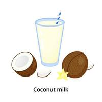 tekenfilm kokosnoot melk. vector